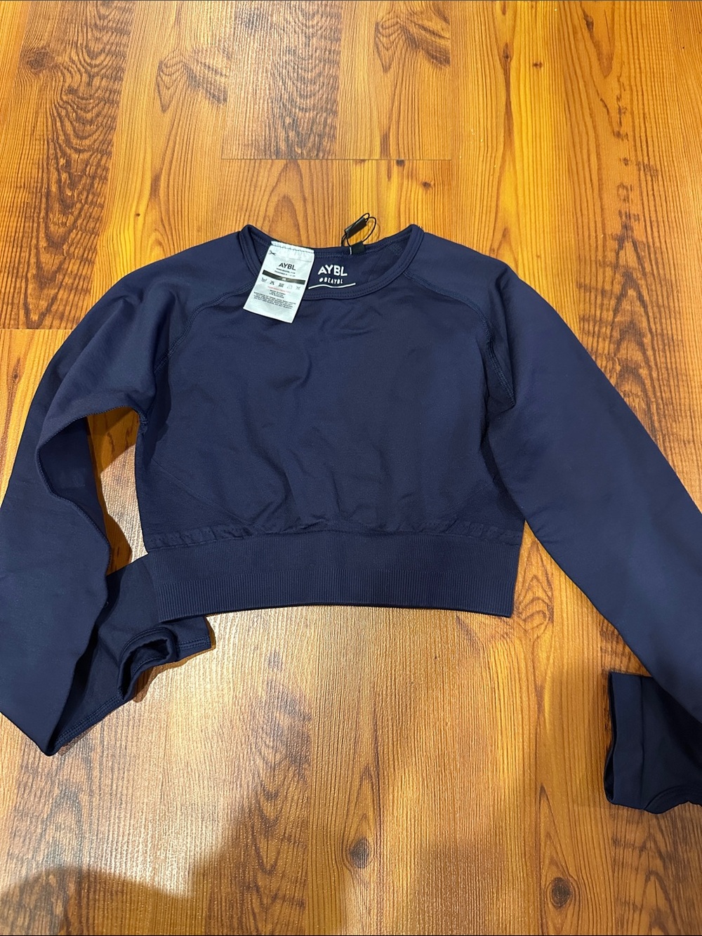 AYBL Navy Cropped Sweatshirt with Ribbed Hem